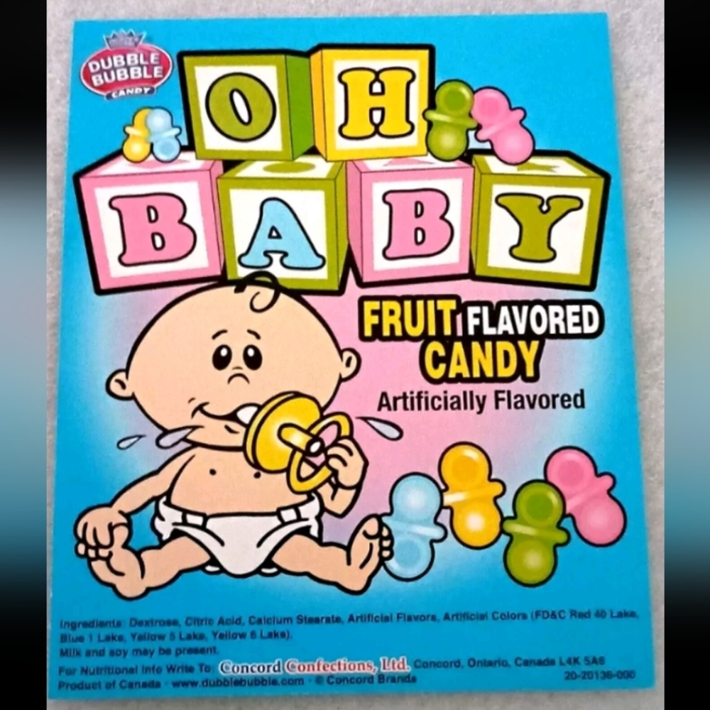 2 Dubble Bubble Oh Baby Fruit Candy Machine Vending Display Card 2000s NOS NEW